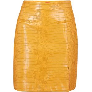 Hugo - Roella-1 - Damesrok - Oranje - Minirok met Slangenleereffect