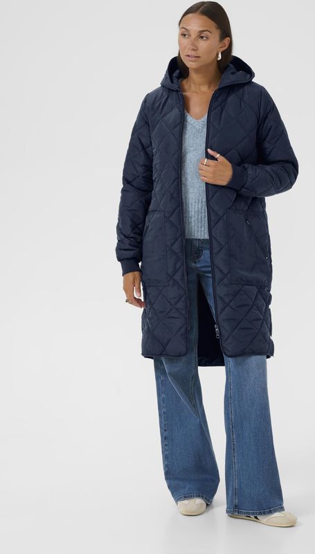 Jas - BPtilla - Marine - Gewatteerde Lange Jas - Regular Fit