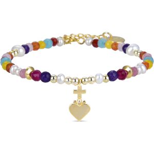 Luxenter 925 Sterling Zilveren Armband met Veelkleurig Kristal in 18K Geel Goud - Nymox