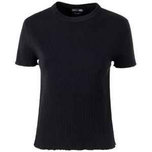 Geribbelde Korte Mouwen T-shirt