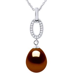 SHUTTLE zoetwater parel sieraden 9-10 mm Chocolate 925