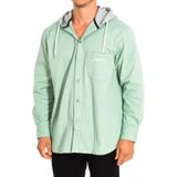 La Martina - Hoodie - Groen-Grijs - 100% Katoen - Hoge Kraag met Capuchon