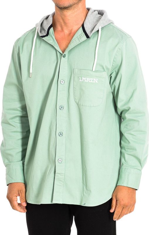 La Martina - Hoodie - Groen-Grijs - 100% Katoen - Hoge Kraag met Capuchon