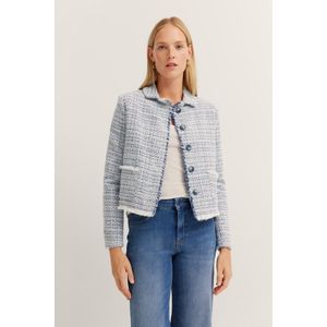 Blazer - Blauwgrijs - Knoopsluiting - Lange Mouwen - Opgestikte Zakken