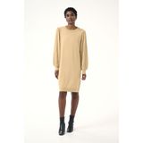 Jurk - Beige - Regular Fit - Lange Mouwen - Knie
