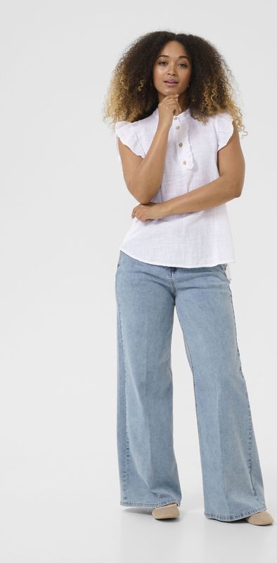 Blouse - Wit - Jera - Wijde Blouse - Katoen