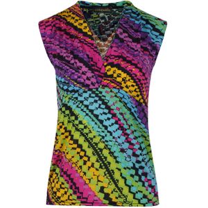 CONQUISTA - Mouwloze Faux Overslagtop - Rood - Stretchstof