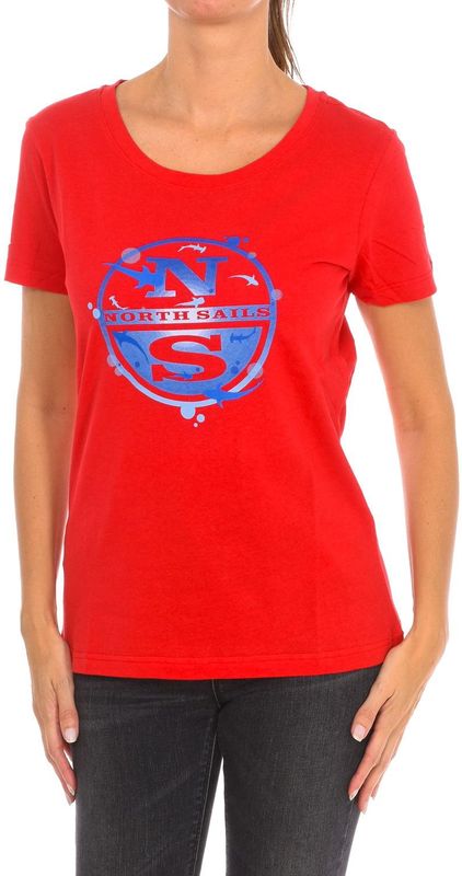 North Sails - T-shirt - Rood - Dames - Katoen - Korte Mouwen