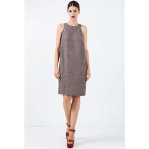 Mouwloze Zakjurk - Bruin - 100% Linnen - Ronde Halslijn - 2 Zakken