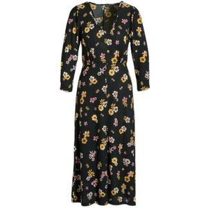 JDY gebloemde maxi A-lijn jurk JDYSVAN  zwart/geel/roze