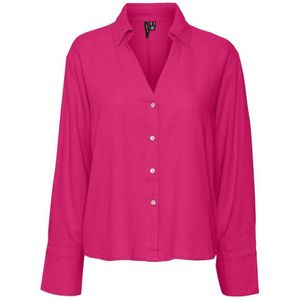 VERO MODA Blouse VMMYMILO Met Linnen Fuchsia - Maat S