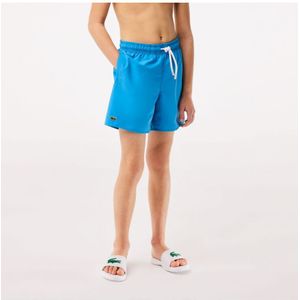 Boy's Lacoste Quick-Dry Solid Swim Shorts in Blue