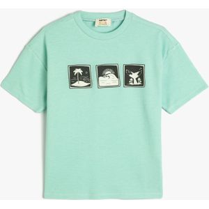 Koton - Shirt - Mintgroen - Motiefprint - Halve Mouw