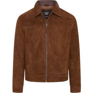 Heren - Bruin - Retro Klassiek - Suède Leren Harrington Bikerjack
