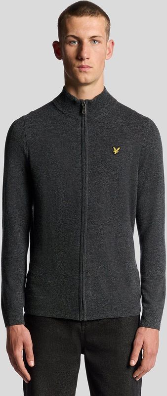 Lyle & Scott - Lamswol Blend Rits Cardigan - Grijs