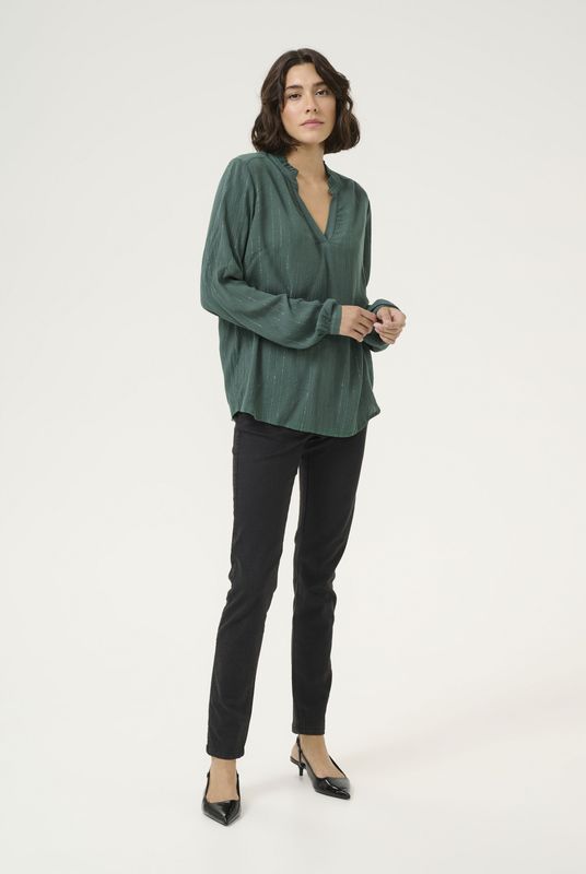 Blouse - Garden Topiary - Groen - Lange Mouwen - Regular Fit