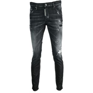 Dsquared2 skater-jeans verontruste zwarte spijkerbroek