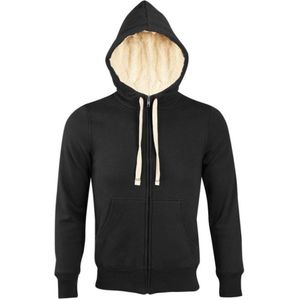 SOLS Sherpa Unisex Zip-Up Hooded Sweatshirt / Hoodie (Zwart) - Maat L