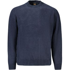 Hugo Boss - Blauwe Trui - Chenille Textuur