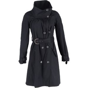 Stella McCartney Dubbelgeknoopt Riemtrenchcoat in Zwarte Katoen