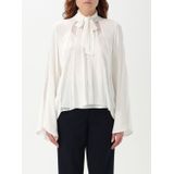 Lace-borduurzijde Blouse met Strik