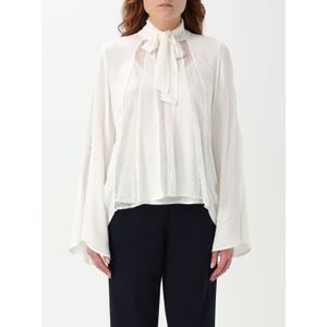 Lace-borduurzijde Blouse met Strik