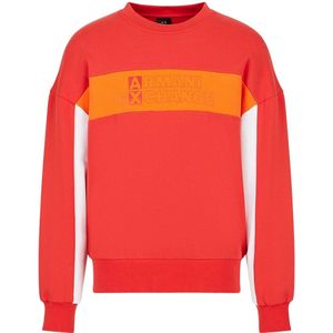 Armani Exchange Heren Sweatshirt met ronde hals (Rood/Wit/Oranje)