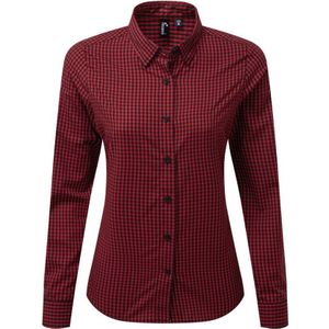 Premier Dames/dames Maxton Check Shirt met lange mouwen (Zwart/Rood)