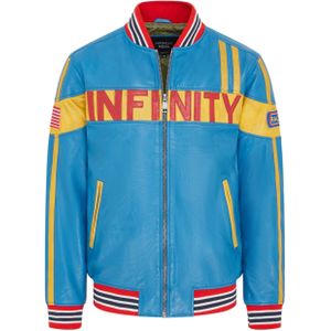 Heren blauw leren Track Racing Bomber Bikerjack - Speler