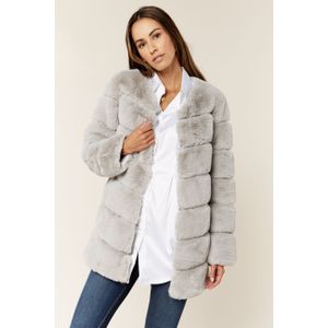 Diagonaal gesneden imitatiebont jack met lange mouwen