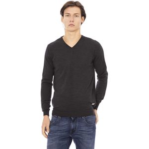 Baldinini - V-hals Trui - Grijs - Met Monogramdetail