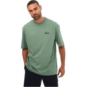 Men's Lacoste Loose Fit Large Crocodile Organic Cotton T-Shirt in Green
