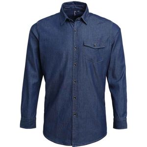 Premier Heren Denim Overhemd met Contraststiksels (Indigo Denim)