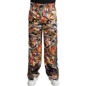 Dolce & Gabbana - Multicolor Marble Satin Tracksuit Broek - Veelkleurig - Polyester