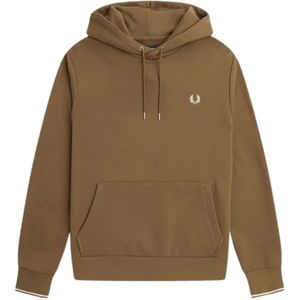 Fred Perry - Hoodie - Bruin - Met Dubbele Getipte Mouwen