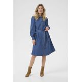 Cream - Vrouwelijke Denim Jurk - Blauw - Lange Mouwen