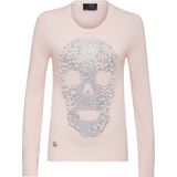Philipp Plein - Pullover Round Neck LS Skull - Roze - Kasjmier - Dames