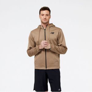 Men's New Balance Tenacity Performance Fleece Full Zip Hoodie in Brown