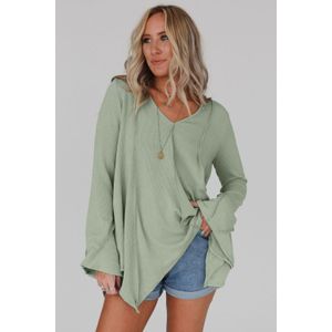 Geribbelde Gebreide Top met Belmouwen