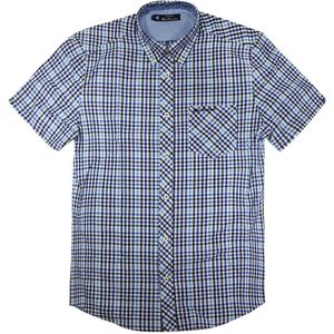 Ben Sherman - Geruit Overhemd - Blauw - Korte Mouw