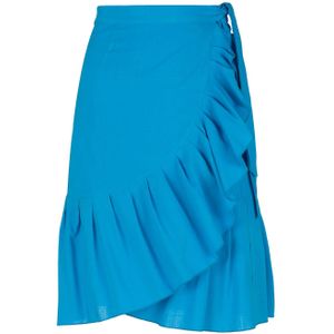 Turquoise wikkelrok met ruches