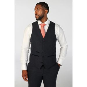 Gilet - Marineblauw - Wolmix Tweed - Formeel Herenvest
