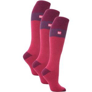 Heat Holders - 3 paar kniehoge skisokken voor dames - Frambozen / Fuchsia
