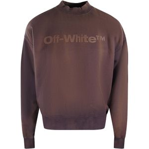 Sweatshirt - Gebroken Wit - Skate-fit - Aubergine Paars - 100% Katoen