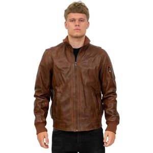 Heren - Varsity Bomberjack - Zwart - Adana - Leren Jack