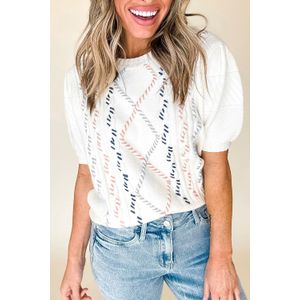 Kabelgebreide Korte Mouwen Pullover