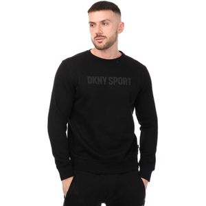 DKNY Heren Sweatshirt met Tonaal Logo Crew Neck (Zwart)