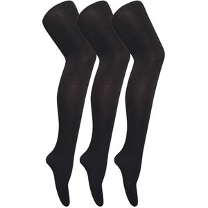 3 Paar Dames Gekleurde Ondoorzichtige 80 Denier Panty's - Zwart - Maat XL