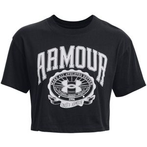 Under Armour - UA Collegiate Crop - T-shirt - Zwart - Korte Mouw