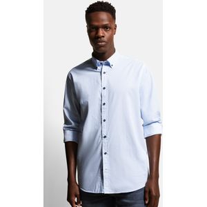 Overhemden - Lichtblauw - Met Grafische Prints - Button-downkraag - Lange Mouwen